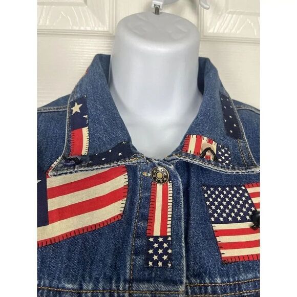 Y Not Sportswear American Flag Women’s Denim‎ Vest Size Small - Picture 5 of 9